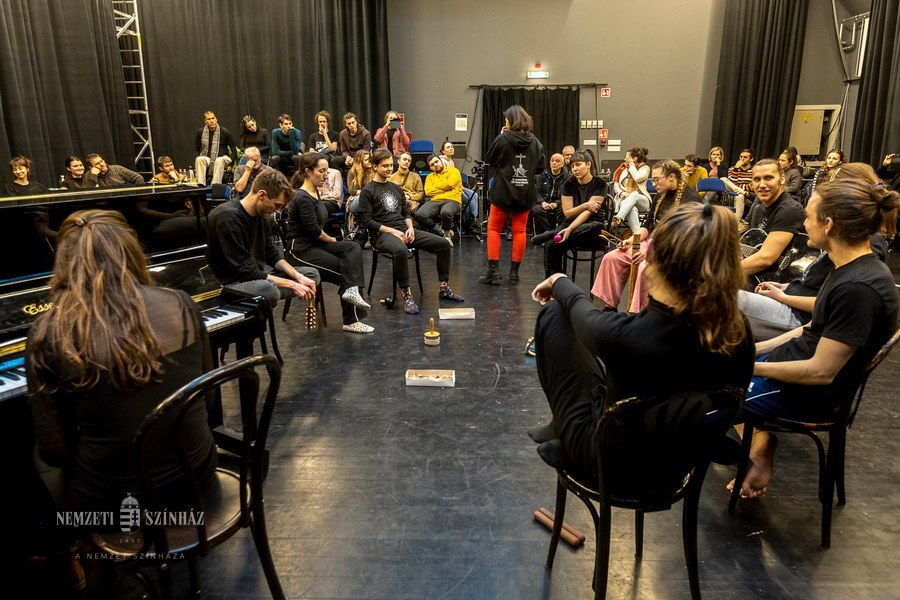 A picture of talented artists during Budapest's workshop